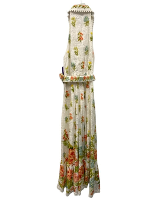 Hemant & Nandita Size S White & Multi Cotton Eyelet Sleeveless Floral Dress White & Multi / S
