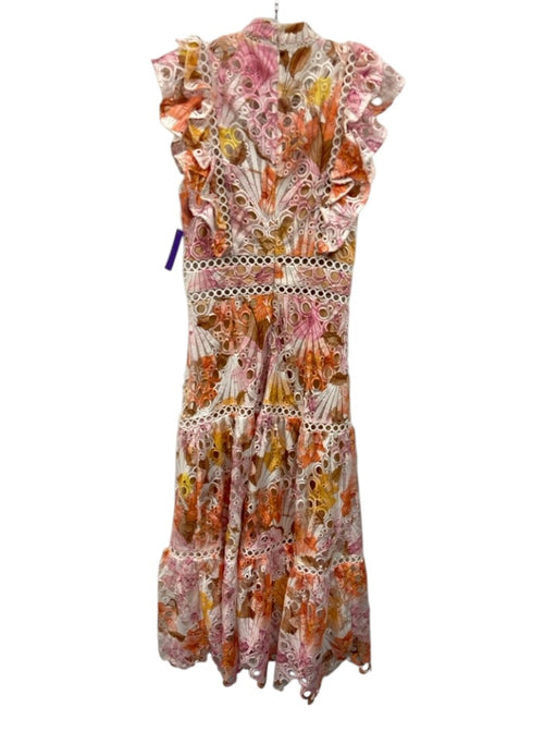 Elliatt Size M Pink, Orange & Multi Polyester Eyelets Ruffles Floral Dress Pink, Orange & Multi / M