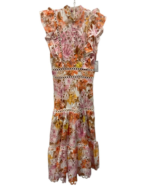 Elliatt Size M Pink, Orange & Multi Polyester Eyelets Ruffles Floral Dress Pink, Orange & Multi / M