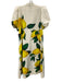 Emily McCarthy Size XS White, Yellow & Green Rayon Blend Lemon Puff Sleeve Dress White, Yellow & Green / XS