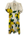 Emily McCarthy Size XS White, Yellow & Green Rayon Blend Lemon Puff Sleeve Dress White, Yellow & Green / XS