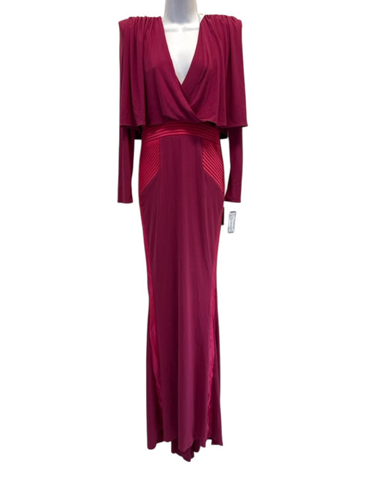Zhivago Size 6 Deep Pink Poly Blend Shoulder Pads Zip Back Cape Detail Gown Deep Pink / 6