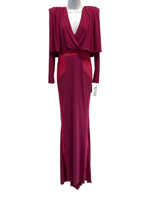 Zhivago Size 6 Deep Pink Poly Blend Shoulder Pads Zip Back Cape Detail Gown Deep Pink / 6