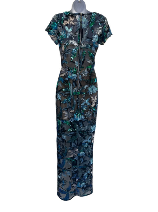 Bronx & Banco Size S Navy & Multi Poly Blend Zip Back Sequined Leg Slit Gown Navy & Multi / S