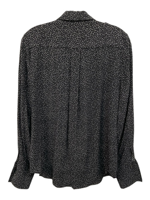 Equipment Femme Size S Black & White Viscose Dotted Button Front Long Sleeve Top Black & White / S