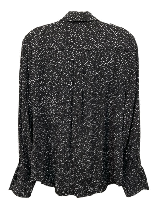 Equipment Femme Size S Black & White Viscose Dotted Button Front Long Sleeve Top Black & White / S
