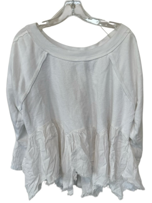 Free People Size XS White Distressed Long Sleeve Top White / XS