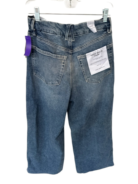 Good American Size 27 Medium Wash Cotton Blend High Rise Loose Fit Cropped Jeans Medium Wash / 27