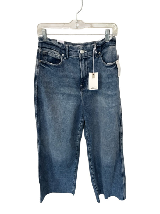 Good American Size 27 Medium Wash Cotton Blend High Rise Loose Fit Cropped Jeans Medium Wash / 27
