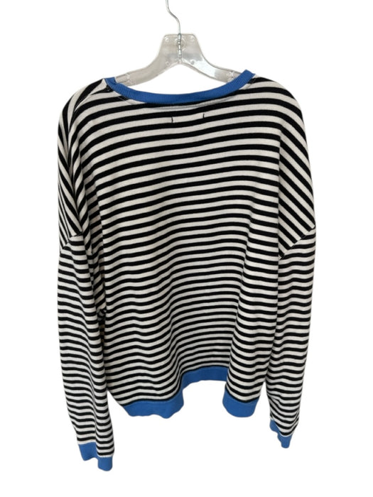 We The Free Size S Black, White & Blue Cotton Blend Stripe Crew Neck Sweatshirt Black, White & Blue / S