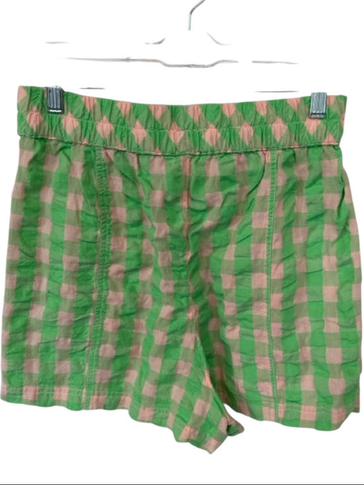 Free People Size S Green & Pink Cotton Gingham Elastic Waist High Waist Shorts Green & Pink / S