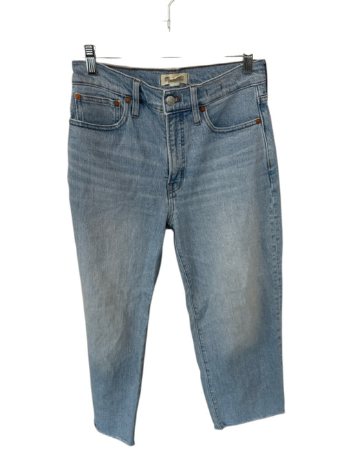 Madewell Size 27 Light Wash Cotton Raw Hem High Waist Wide Leg Cropped Jeans Light Wash / 27