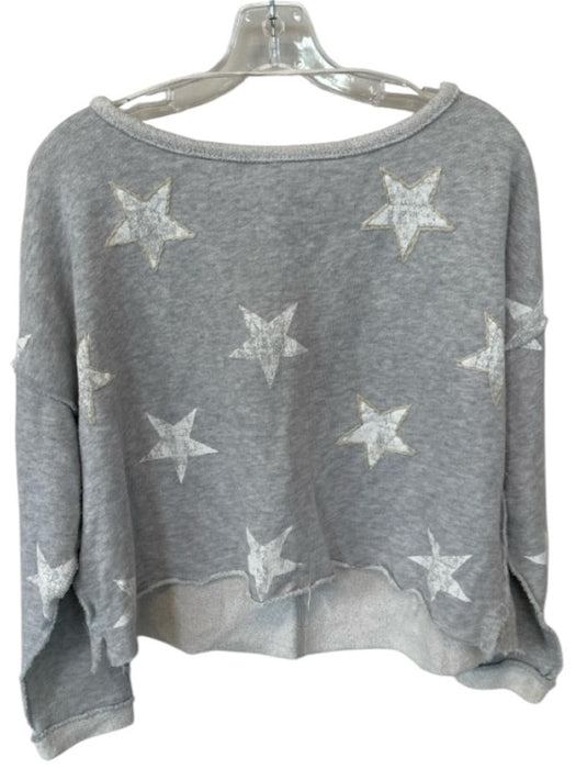 Free People Size XS Light Grey Cotton & Polyester Stars Stitch Detail Sweatshirt Light Grey / XS