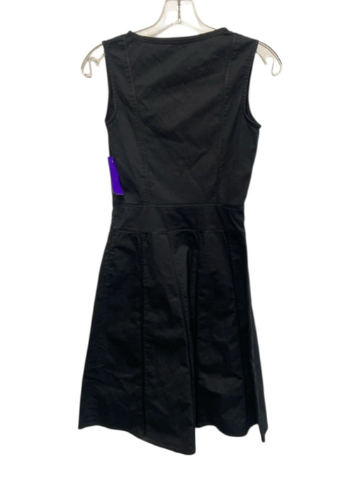 Piazza Sempione Size 40 Black Cotton Blend Sleeveless V Neck Piping Detail Dress Black / 40