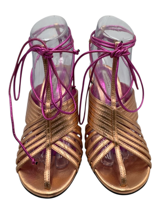 Zimmermann Shoe Size 38 Rose Gold & Pink Leather Metallic Strappy Sandals Rose Gold & Pink / 38