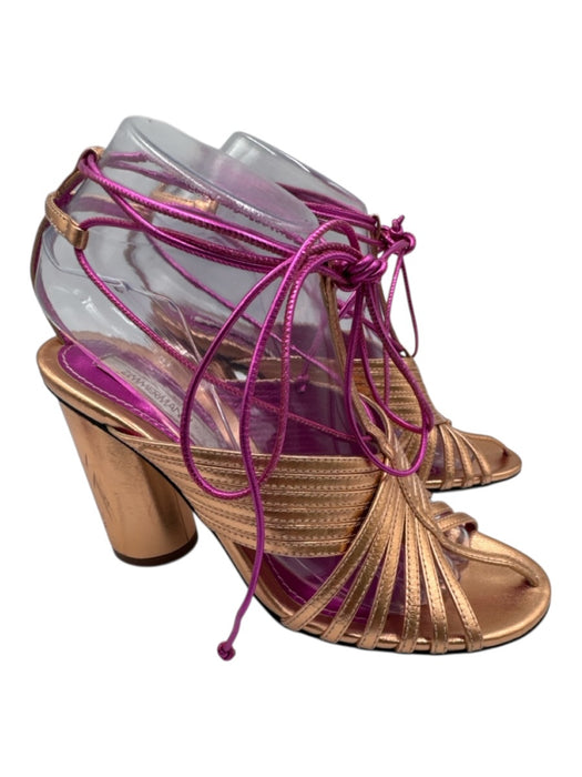 Zimmermann Shoe Size 38 Rose Gold & Pink Leather Metallic Strappy Sandals Rose Gold & Pink / 38