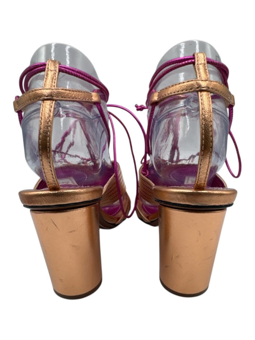 Zimmermann Shoe Size 38 Rose Gold & Pink Leather Metallic Strappy Sandals Rose Gold & Pink / 38