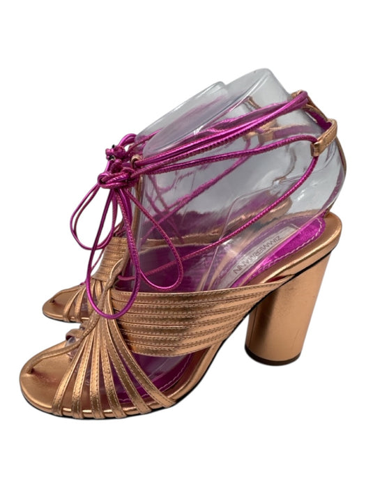 Zimmermann Shoe Size 38 Rose Gold & Pink Leather Metallic Strappy Sandals Rose Gold & Pink / 38