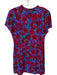 Zara Size M Purple & Red Viscose Lined Floral Asia - Inspired Dress Purple & Red / M