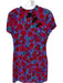 Zara Size M Purple & Red Viscose Lined Floral Asia - Inspired Dress Purple & Red / M