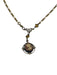 Orange & White Metal Brass Cameo Circle Clasp Necklace Orange & White