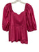 Crown & Ivy Size XXL Hot pink Cotton Short Puff Sleeve Smocked Back Peplum Top Hot pink / XXL