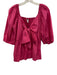 Crown & Ivy Size XXL Hot pink Cotton Short Puff Sleeve Smocked Back Peplum Top Hot pink / XXL