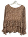 Gilli Size 1X Brown & Beige Polyester Long puff sleeve Animal Print Ruffle Top Brown & Beige / 1X