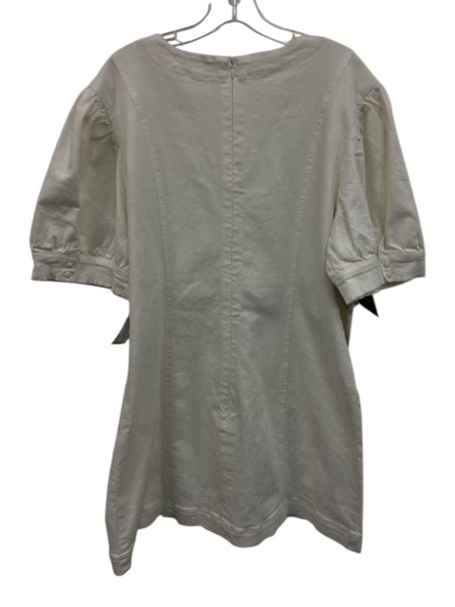 Hyacinth House Size XXL Cream White Cotton Short Puff Sleeve Back Zip Mini Dress Cream White / XXL