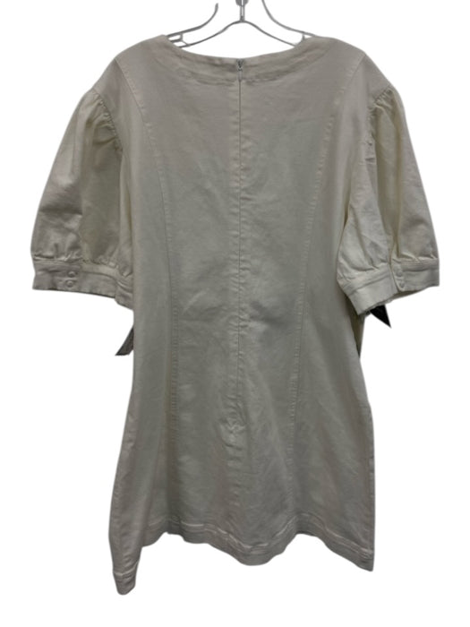 Hyacinth House Size XXL Cream White Cotton Short Puff Sleeve Back Zip Mini Dress Cream White / XXL