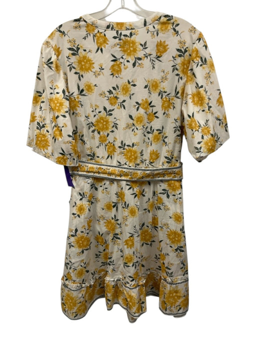 Joie Size 16 Yellow, Green, White Cotton Short Puff Sleeve Floral Print Dress Yellow, Green, White / 16