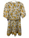 Joie Size 16 Yellow, Green, White Cotton Short Puff Sleeve Floral Print Dress Yellow, Green, White / 16