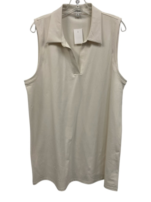 J Crew Size C White Polyester & Elastane Sleeveless Collar Split Neck Mini Dress White / C