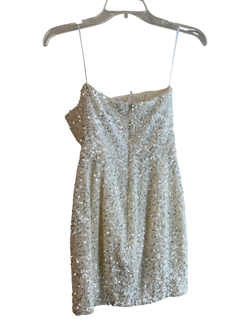 Helsi Size S White Polyester Strapless Sequin Flower Detail Back Zip Dress White / S
