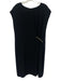 Blue Les Copains Size 48 Black Polyester Cap Sleeve Faux Pearl Accent Dress Black / 48