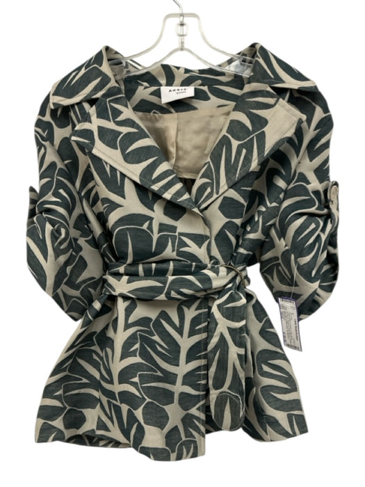 Akris Punto Size 10/12 Taupe Beige & Green Cotton Blend Short Sleeve Skirt Set Taupe Beige & Green / 10/12