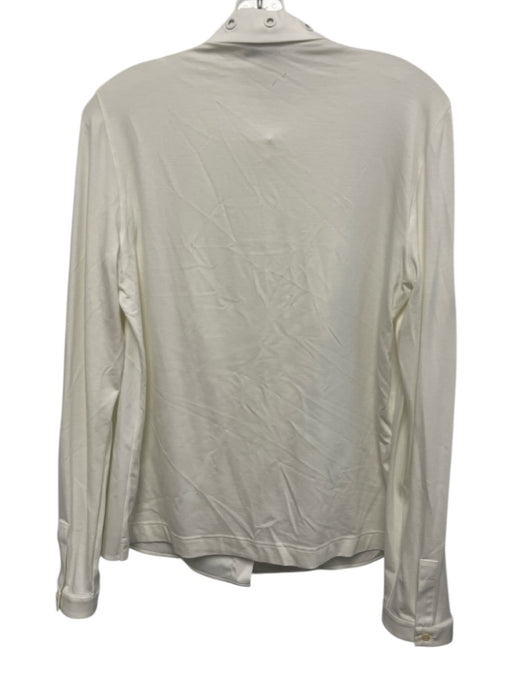 Akris Punto Size 12 Cream White Cotton Blend Grommet Detail Long Sleeve Top Cream White / 12