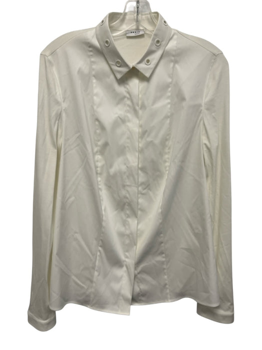 Akris Punto Size 12 Cream White Cotton Blend Grommet Detail Long Sleeve Top Cream White / 12