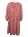Alice + Olivia Size XS Pink Viscose & Nylon 3/4 Puff Sleeve Floral Tiered Dress Pink / XS