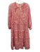 Alice + Olivia Size XS Pink Viscose & Nylon 3/4 Puff Sleeve Floral Tiered Dress Pink / XS