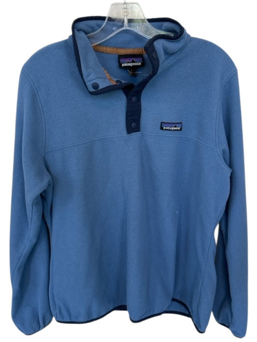Patagonia Slate Blue & Navy Fleece Half Snap Long Sleeve Athletic Pullover Slate Blue & Navy / L
