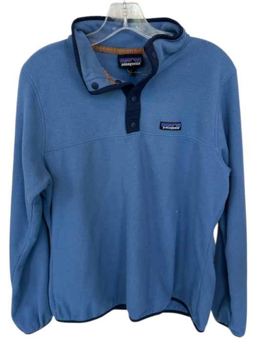 Patagonia Slate Blue & Navy Fleece Half Snap Long Sleeve Athletic Pullover Slate Blue & Navy / L