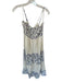 Sim & Sam Size XL White & Blue Rayon Blend Lined Eyelet Floral Dress White & Blue / XL