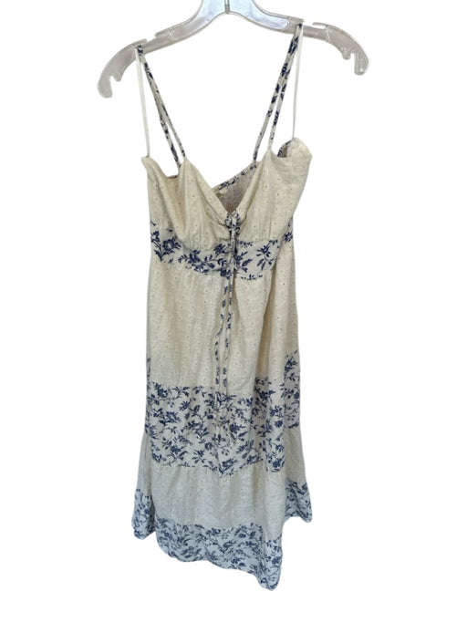 Sim & Sam Size XL White & Blue Rayon Blend Lined Eyelet Floral Dress White & Blue / XL