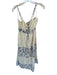 Sim & Sam Size XL White & Blue Rayon Blend Lined Eyelet Floral Dress White & Blue / XL