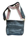 Hobo Black Leather Magnetic Clasp Embroidered Straps Bucket Outter Pocket Purse Black