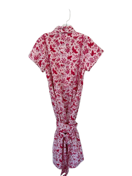 Victoria Dunn Size S Peach & Red Cotton Short Sleeve Botanical birds Dress Peach & Red / S