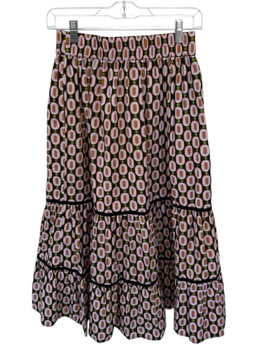 Elizabeth James the Label Size S Purple & Green Cotton Elastic Waist Ovals Skirt Purple & Green / S