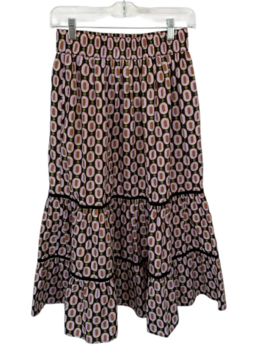 Elizabeth James the Label Size S Purple & Green Cotton Elastic Waist Ovals Skirt Purple & Green / S