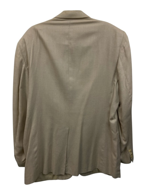 Burberrys AS IS Light Beige Silk Solid 2 Button Men's Blazer Light Beige / Est L
